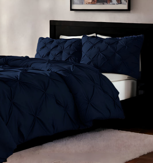 Navy Blue Queen Microfiber 110 Thread Count Washable Down Alternative Comforter-0