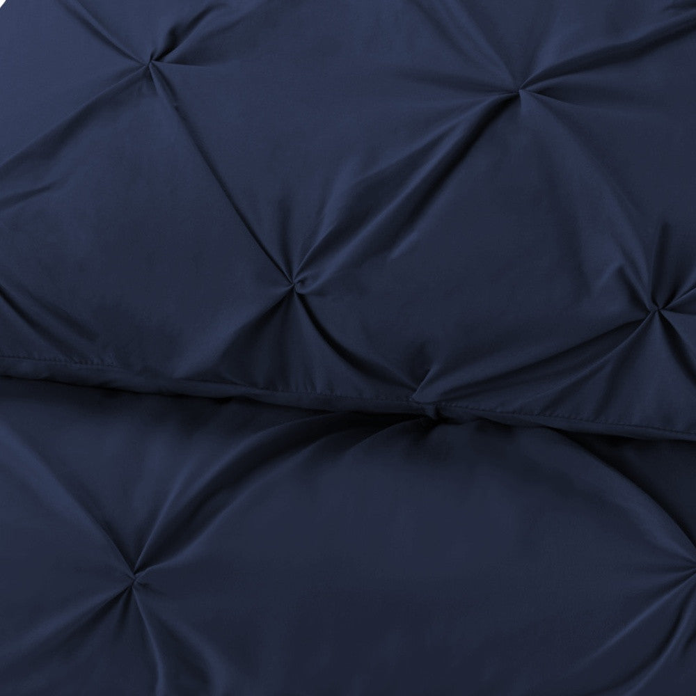 Navy Blue Queen Microfiber 110 Thread Count Washable Down Alternative Comforter-2