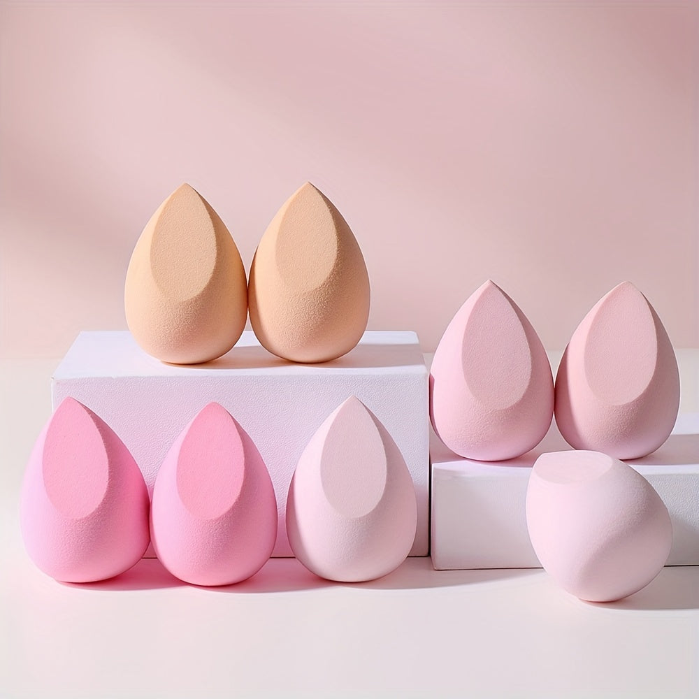 8pcs Pink Makeup Sponges For Blending Liquid Foundations Powders & Creams, Flawless Professional Streak Free Application, Ideal For Makeup Beginner Artist