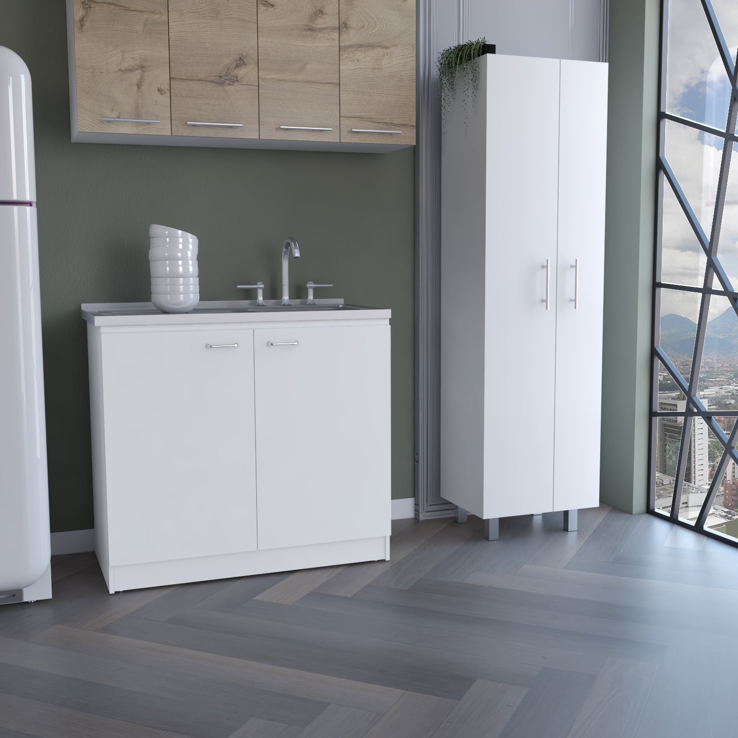 White 39" Kitchen Island Set-3
