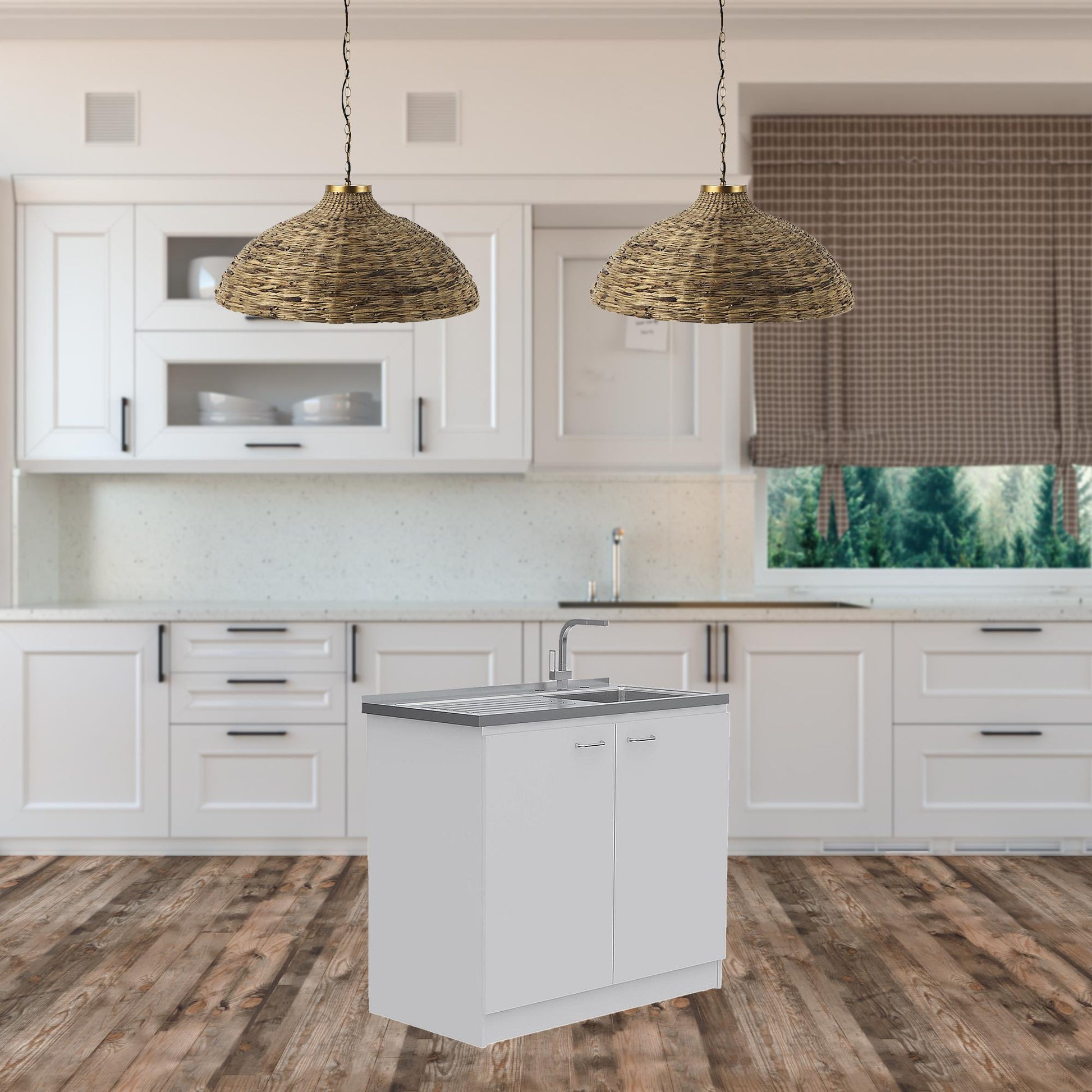 White 39" Kitchen Island Set-1