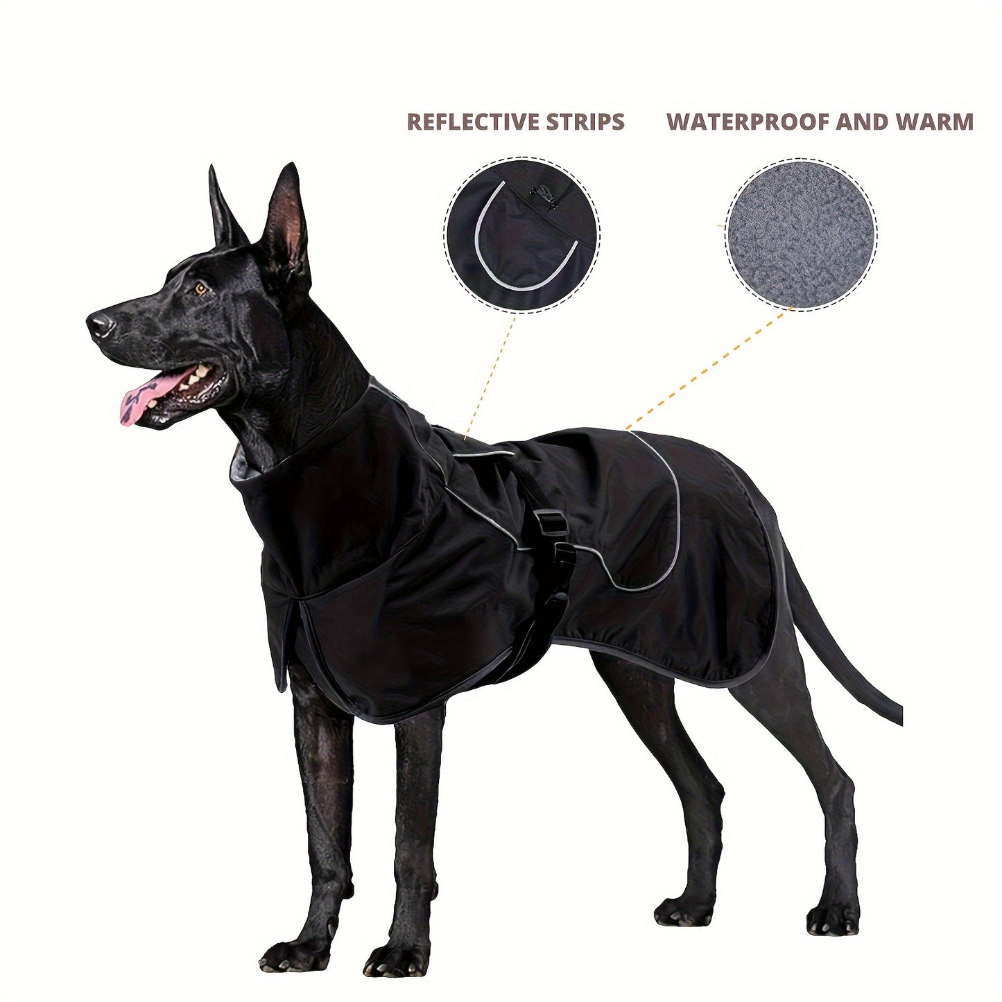 Waterproof Double-Layer Winter Dog Coats - Insulated, Windproof, and Reflective Dog Jackets for Large Dogs - Ideal for Rainy and Snowy Days, Easy to Put On and Take Off