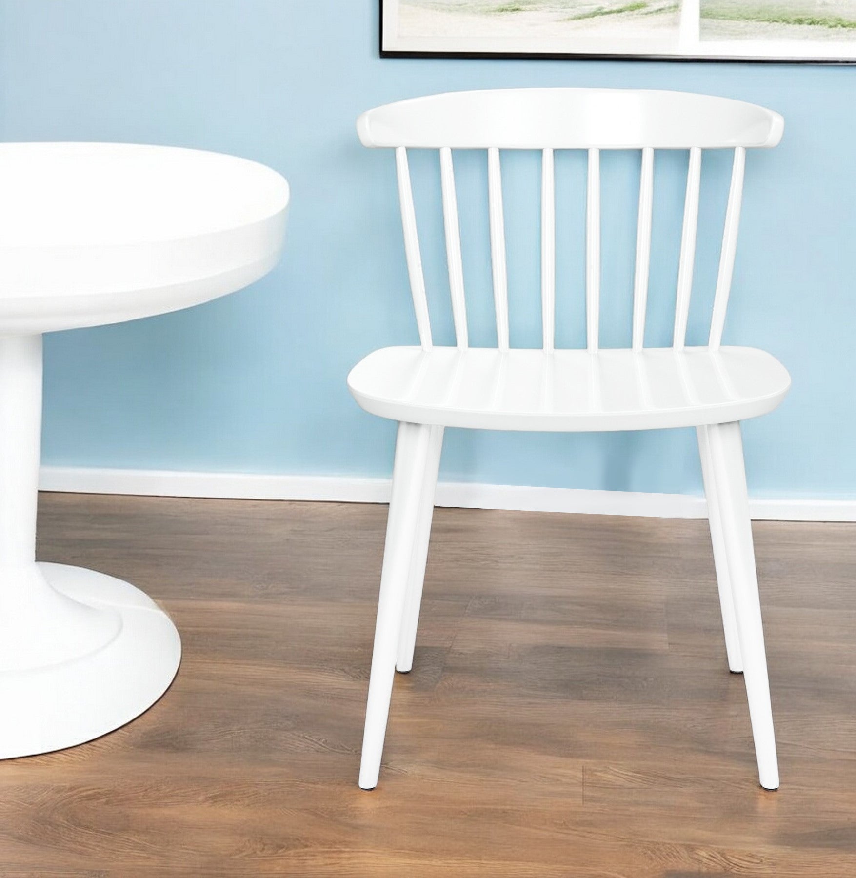 White Heavy Duty Plastic Slat Back Dining Side Chair-0