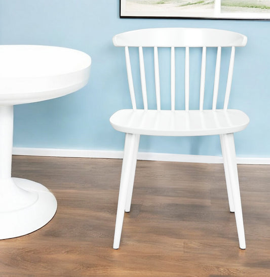 White Heavy Duty Plastic Slat Back Dining Side Chair-0