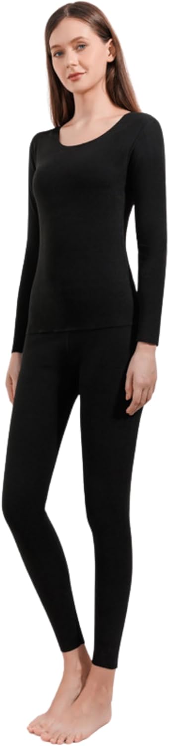 Ultra soft Seamless Thermal Underwear Long Johns 2 Set, Long Sleeve Top and Pants with Fleece Cold Weather Base layer, Quick-Dry For Girls and Women-4