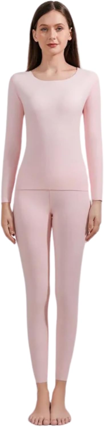 Ultra soft Seamless Thermal Underwear Long Johns 2 Set, Long Sleeve Top and Pants with Fleece Cold Weather Base layer, Quick-Dry For Girls and Women-0