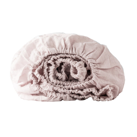 Champagne Pink Linen Queen Fitted sheet-0