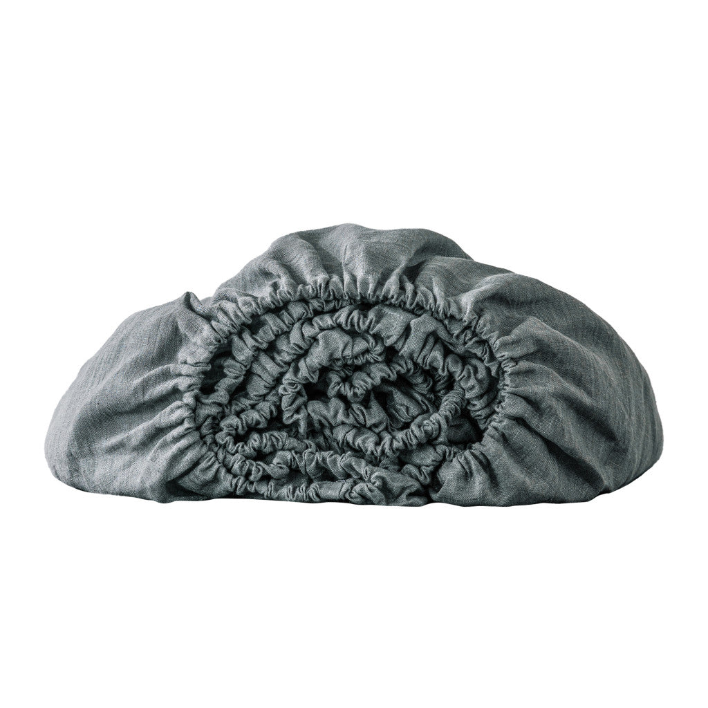 Slate Gray Linen Queen Fitted sheet-0