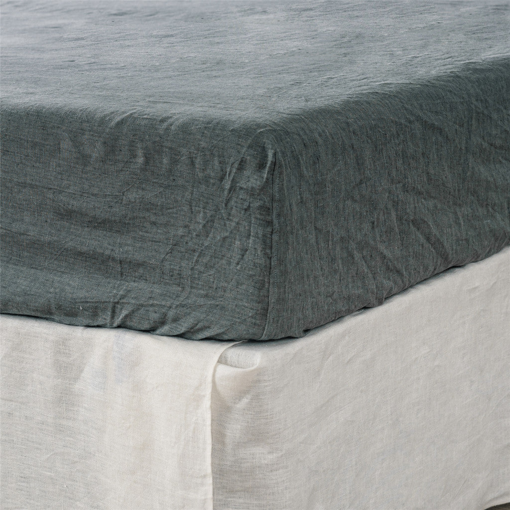 Slate Gray Linen Queen Fitted sheet-2