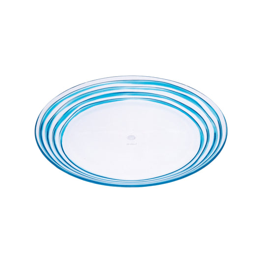 Blue Four Piece Round Swirl Acrylic Service For Four Salad Plate Set-0