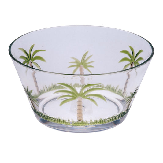 Clear and Green Four Piece Palm Tree Acrylic Service For Four Bowl Set-0