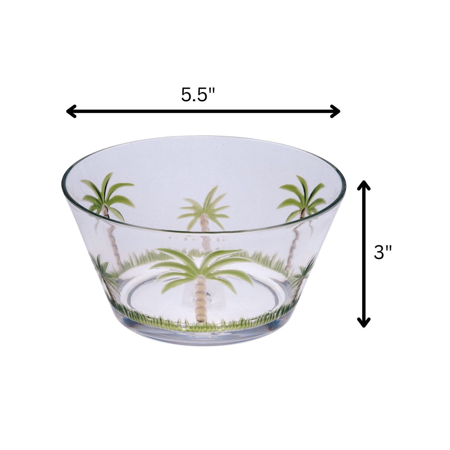 Clear and Green Four Piece Palm Tree Acrylic Service For Four Bowl Set-7