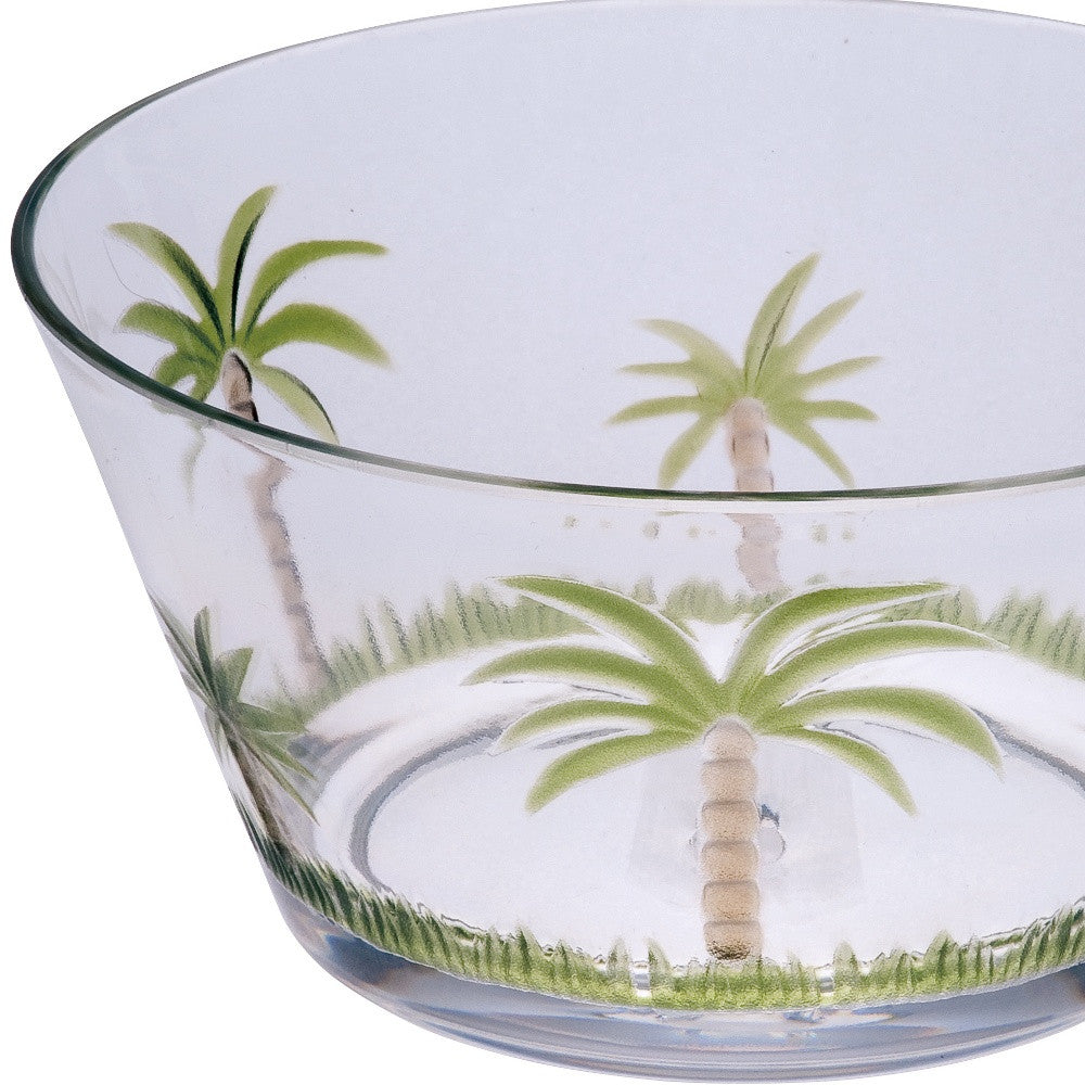 Clear and Green Four Piece Palm Tree Acrylic Service For Four Bowl Set-3