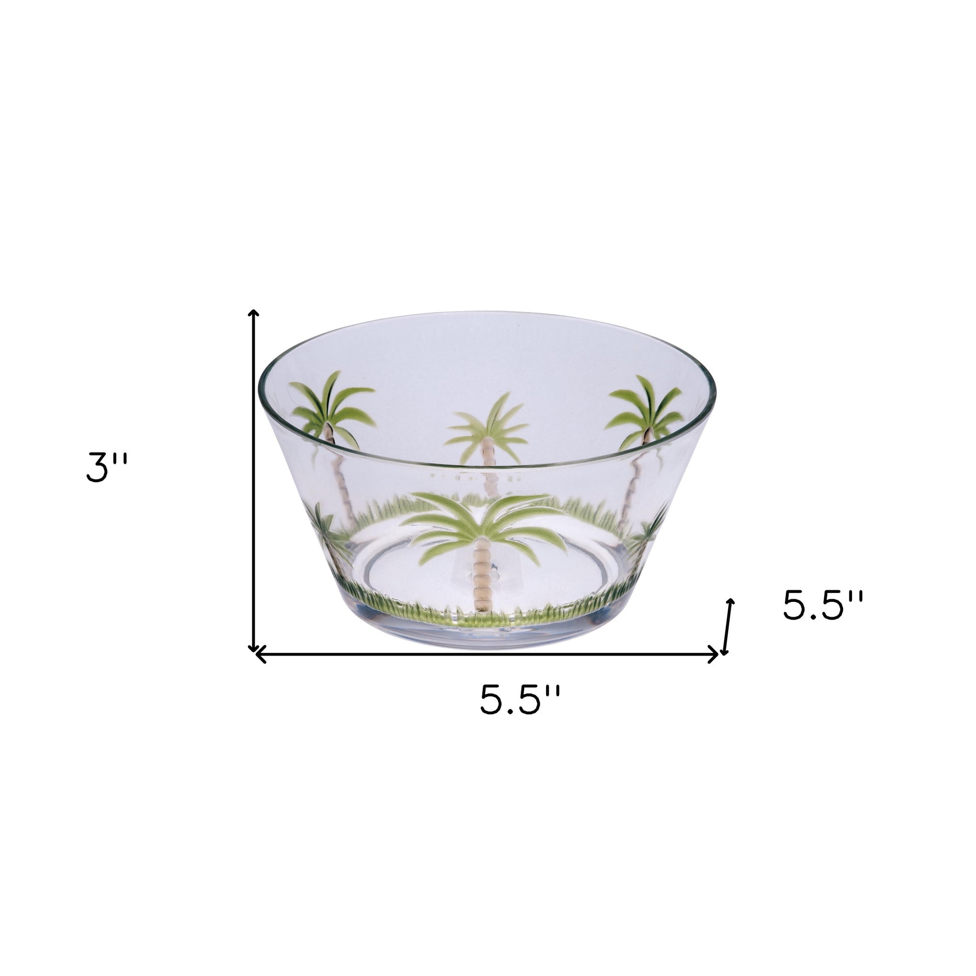 Clear and Green Four Piece Palm Tree Acrylic Service For Four Bowl Set-5