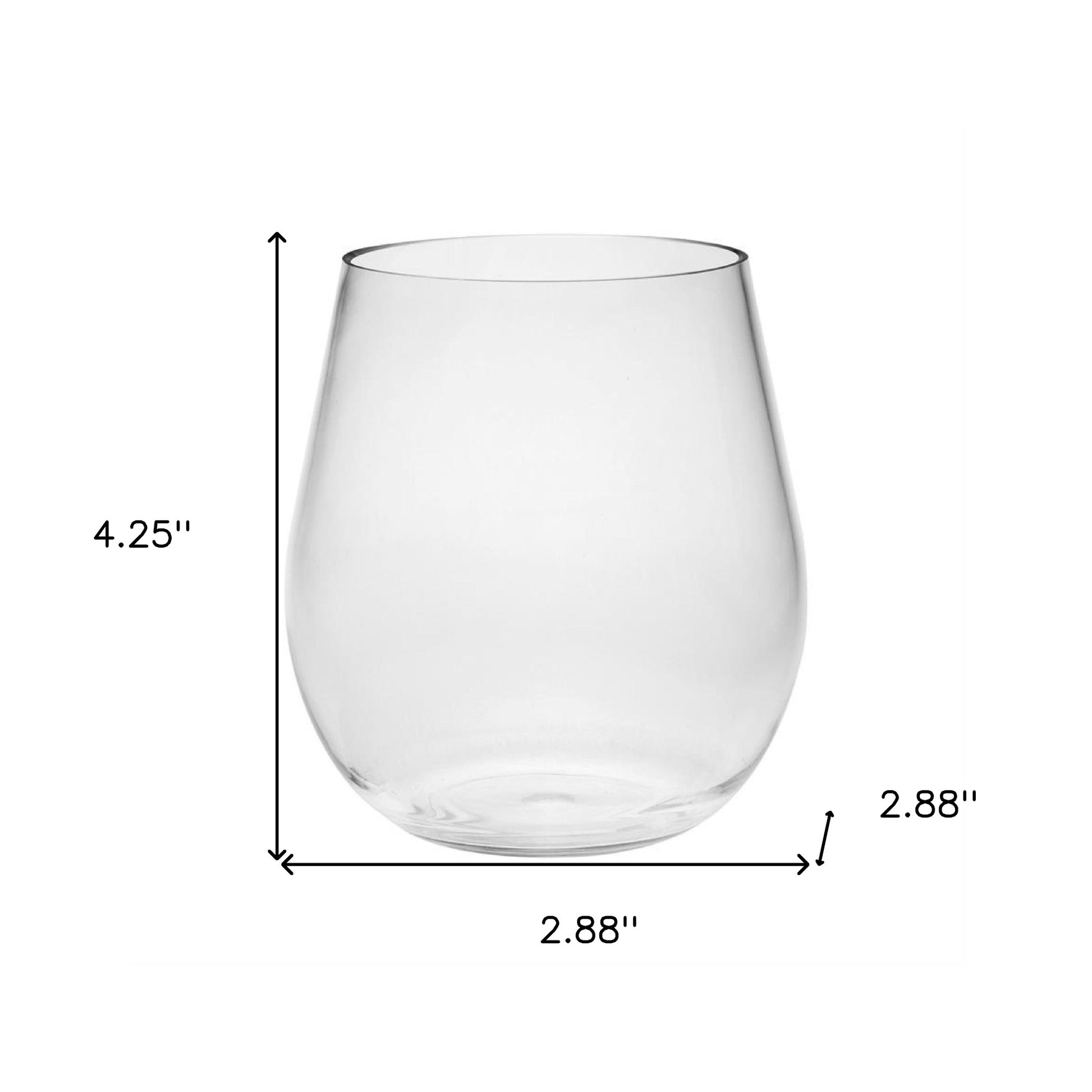 Set of Four Clear Tritan Plastic Balloon or Round Bowl Stemless All Purpose Wine Glass-5