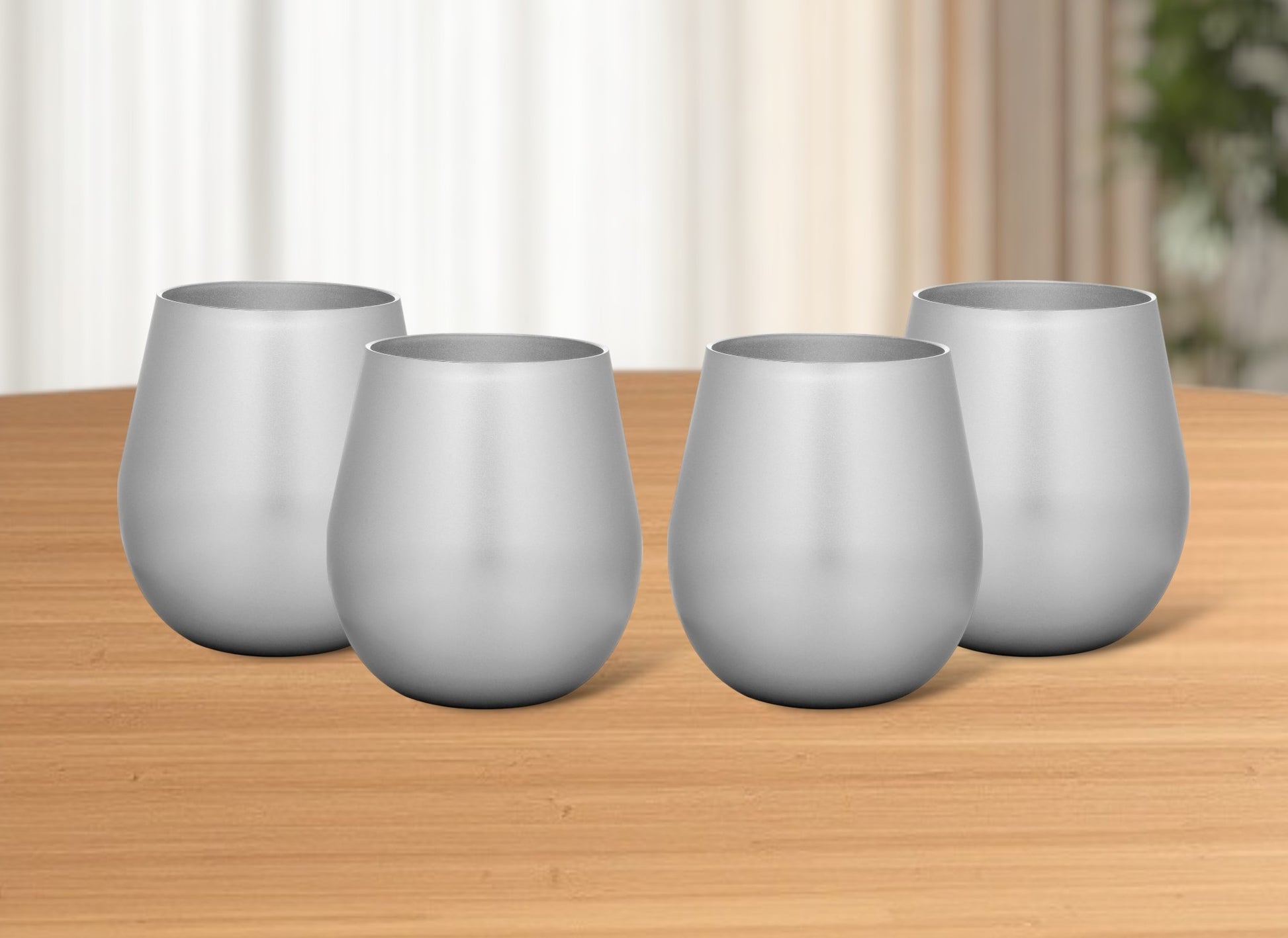 Set of Four Silver Acrylic Stemless All Purpose Wine Glass-1