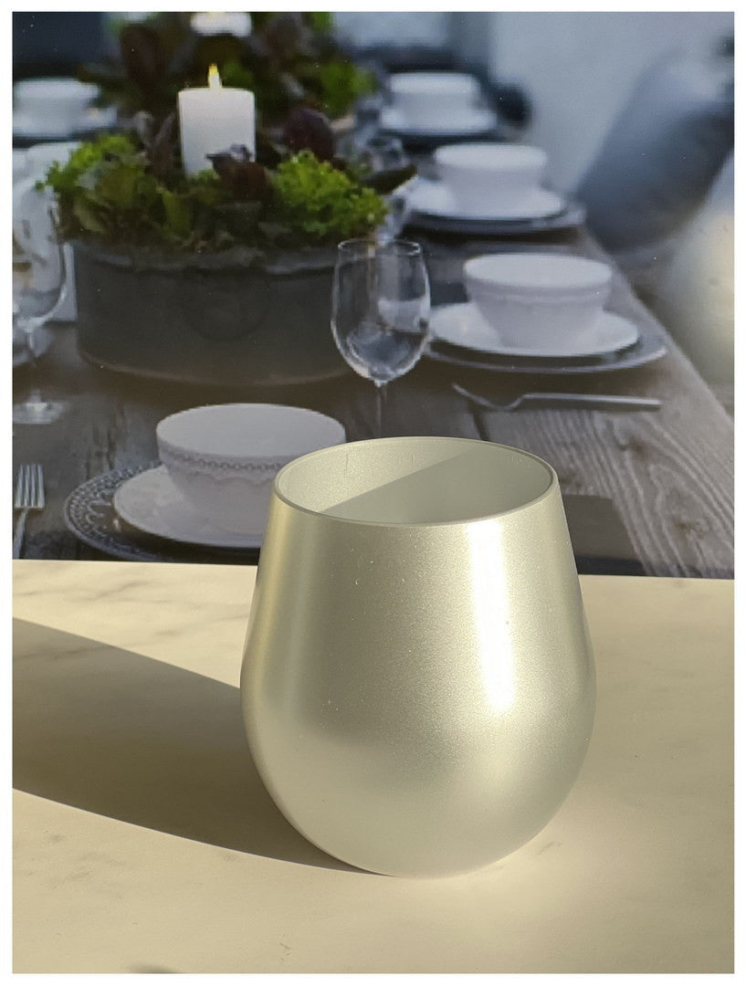 Set of Four Silver Acrylic Stemless All Purpose Wine Glass-4