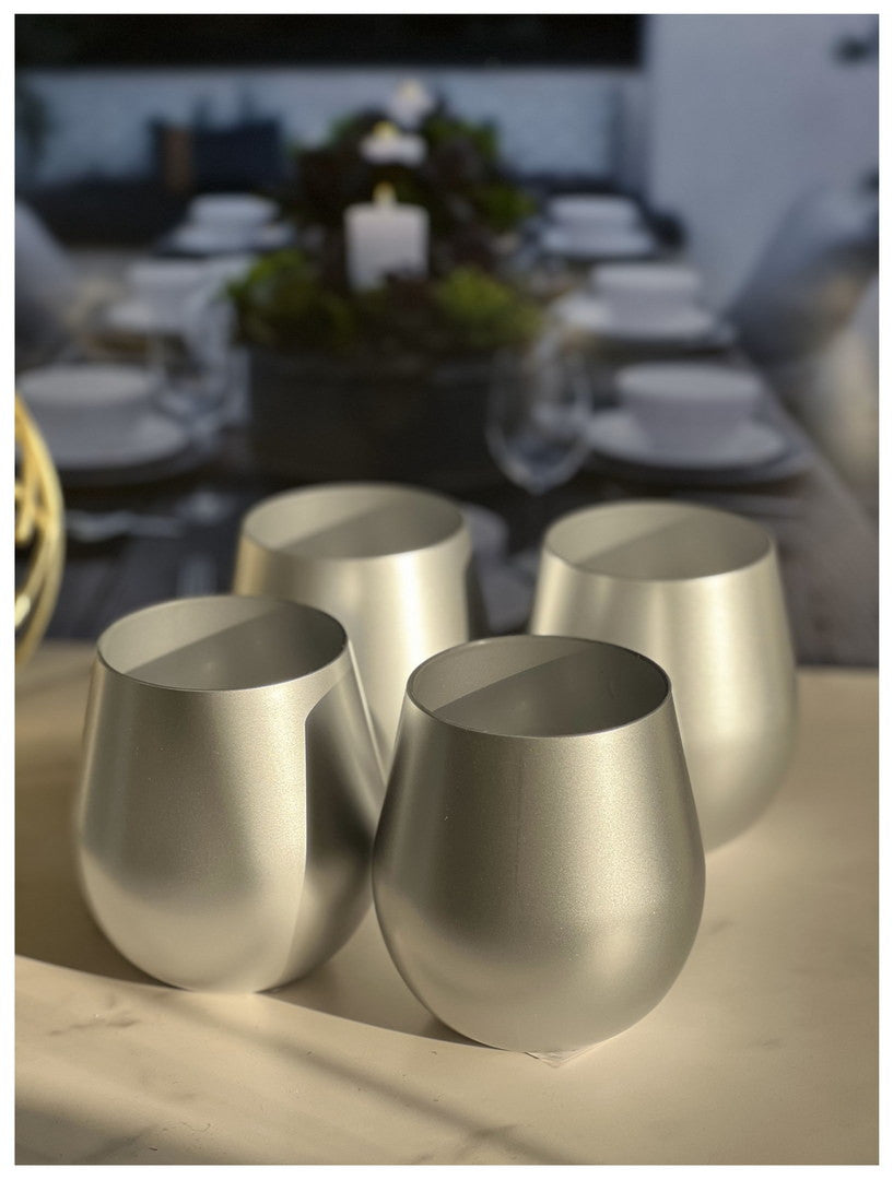 Set of Four Silver Acrylic Stemless All Purpose Wine Glass-5