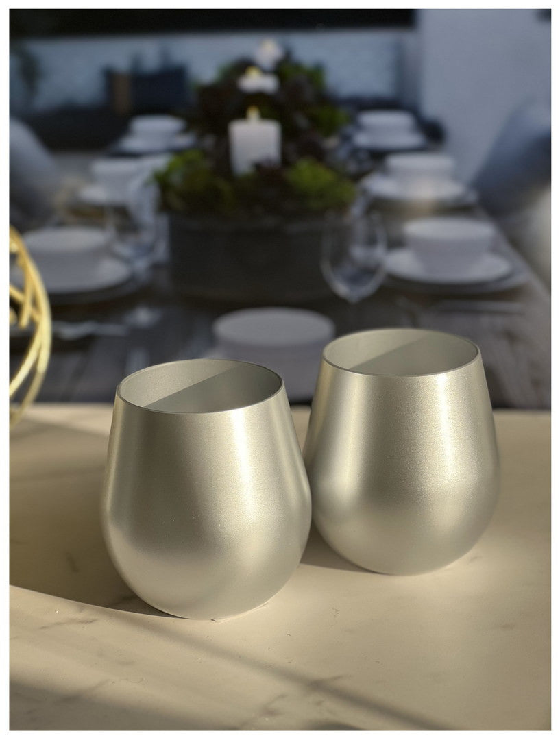 Set of Four Silver Acrylic Stemless All Purpose Wine Glass-7