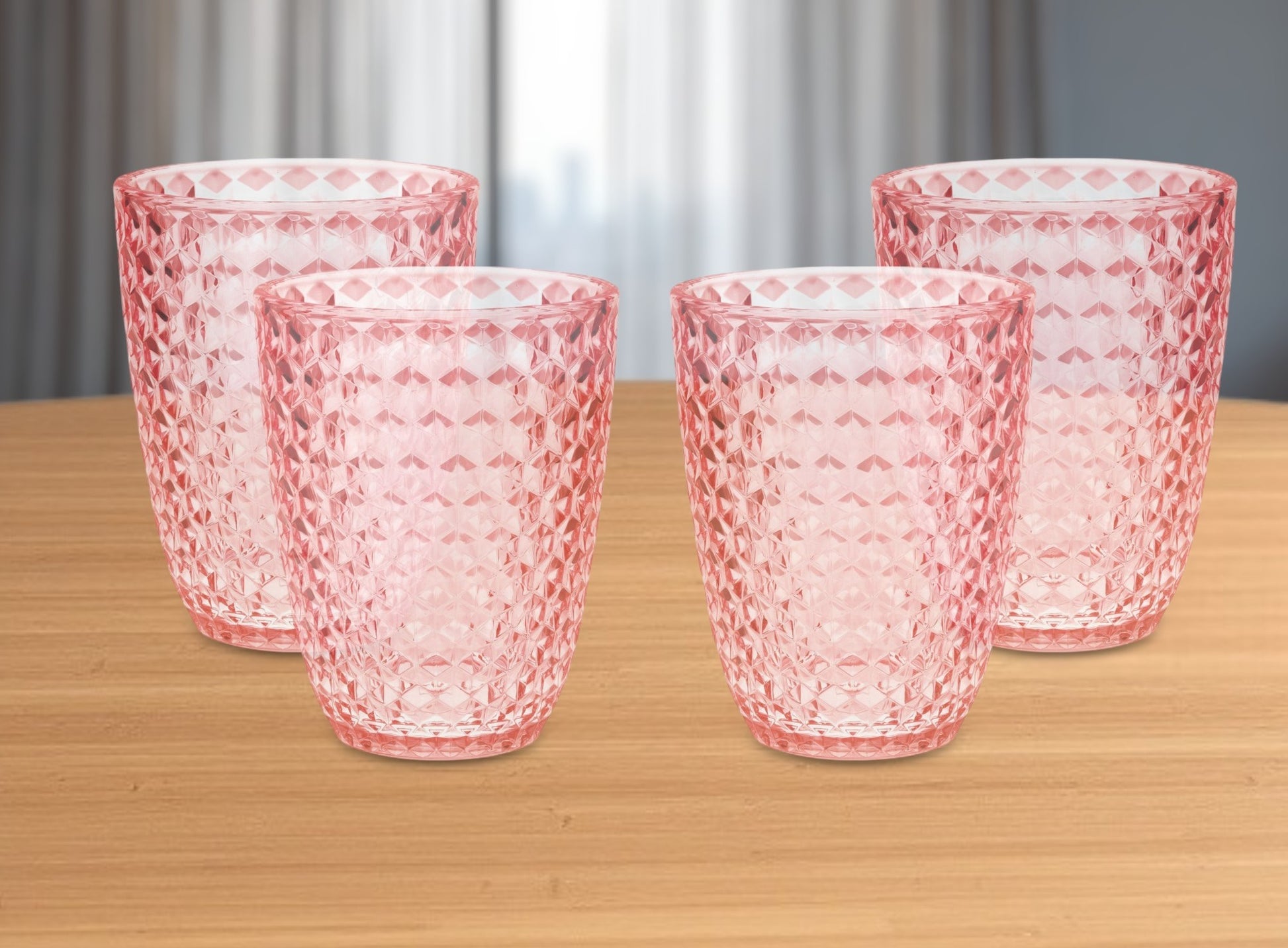 Set of Four Pink Diamond Acrylic Stemless Whiskey Glass-2