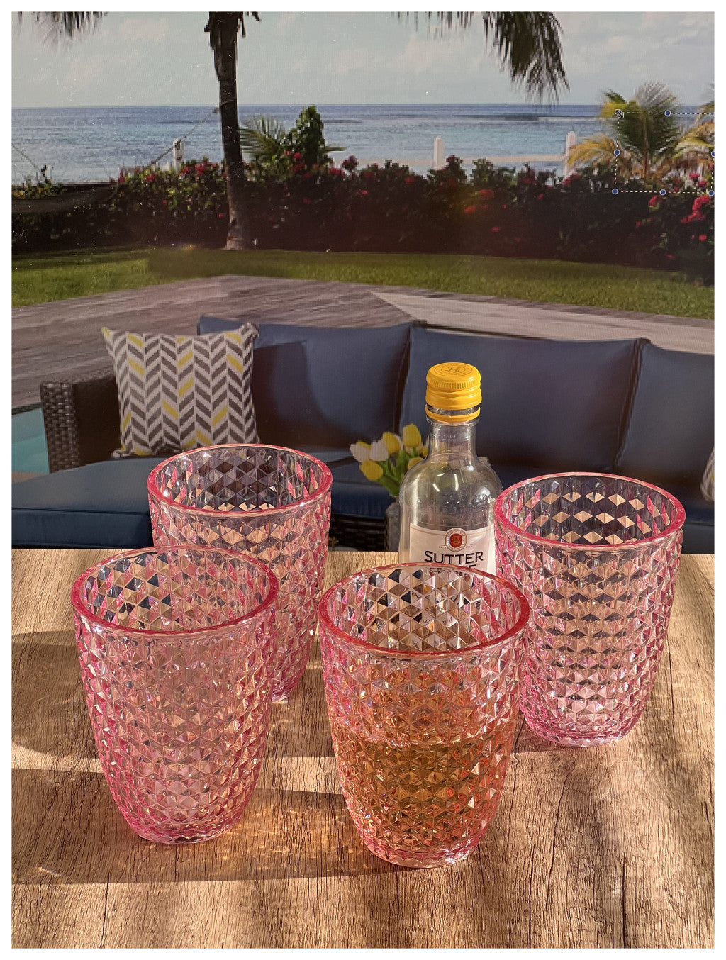 Set of Four Pink Diamond Acrylic Stemless Whiskey Glass-6
