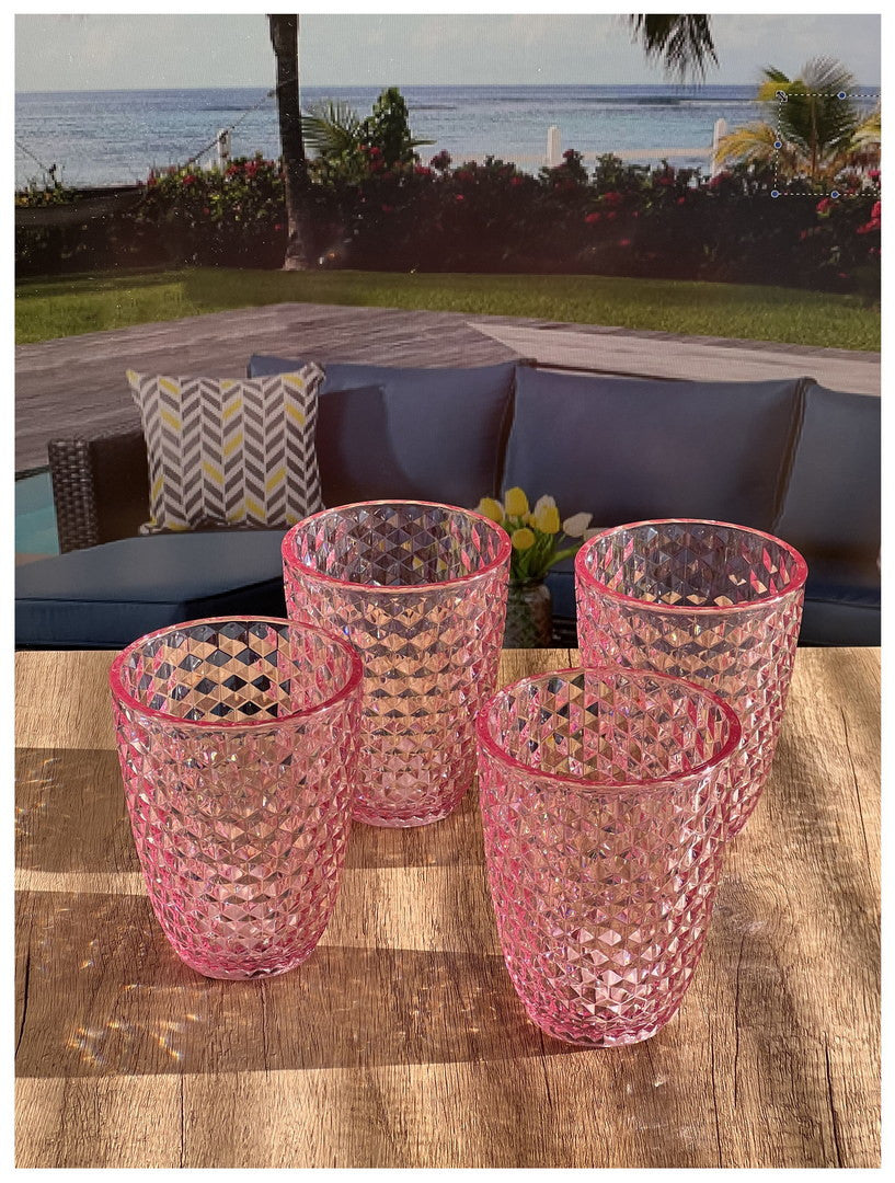Set of Four Pink Diamond Acrylic Stemless Whiskey Glass-7