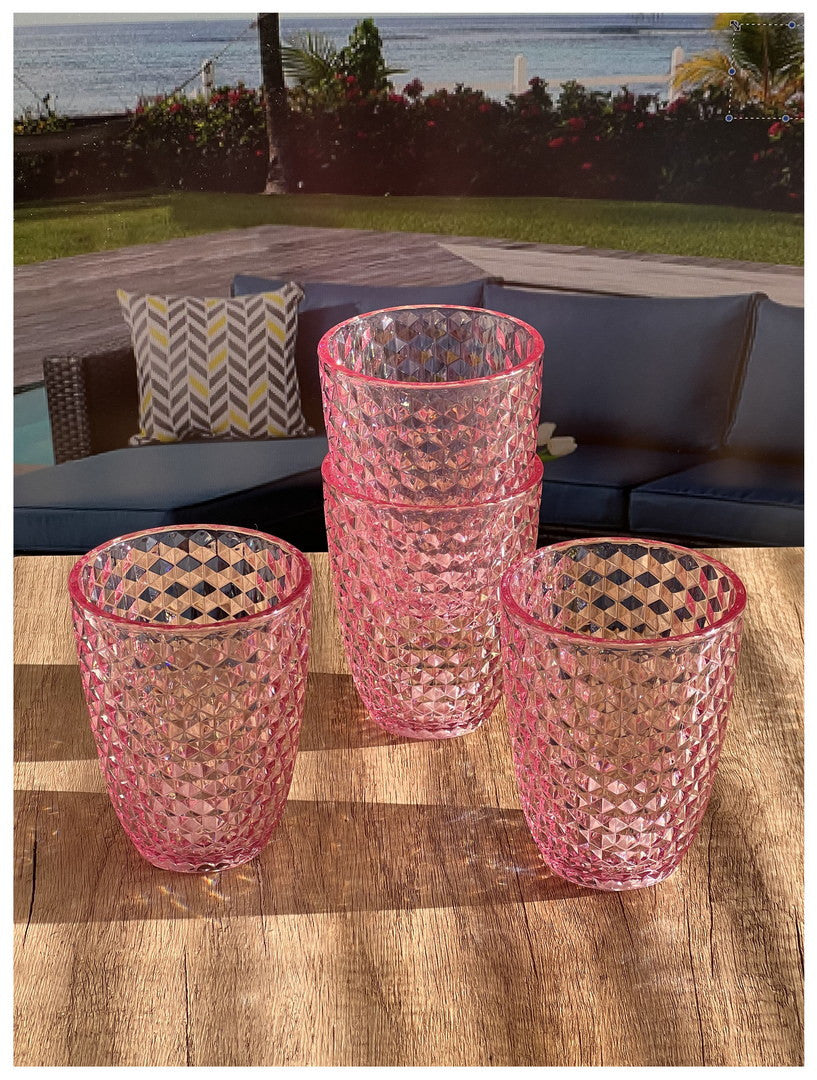 Set of Four Pink Diamond Acrylic Stemless Whiskey Glass-8