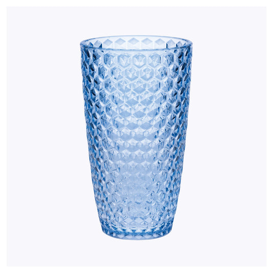 Set of Four Blue Geometric Acrylic Stemless Highball Glass-0