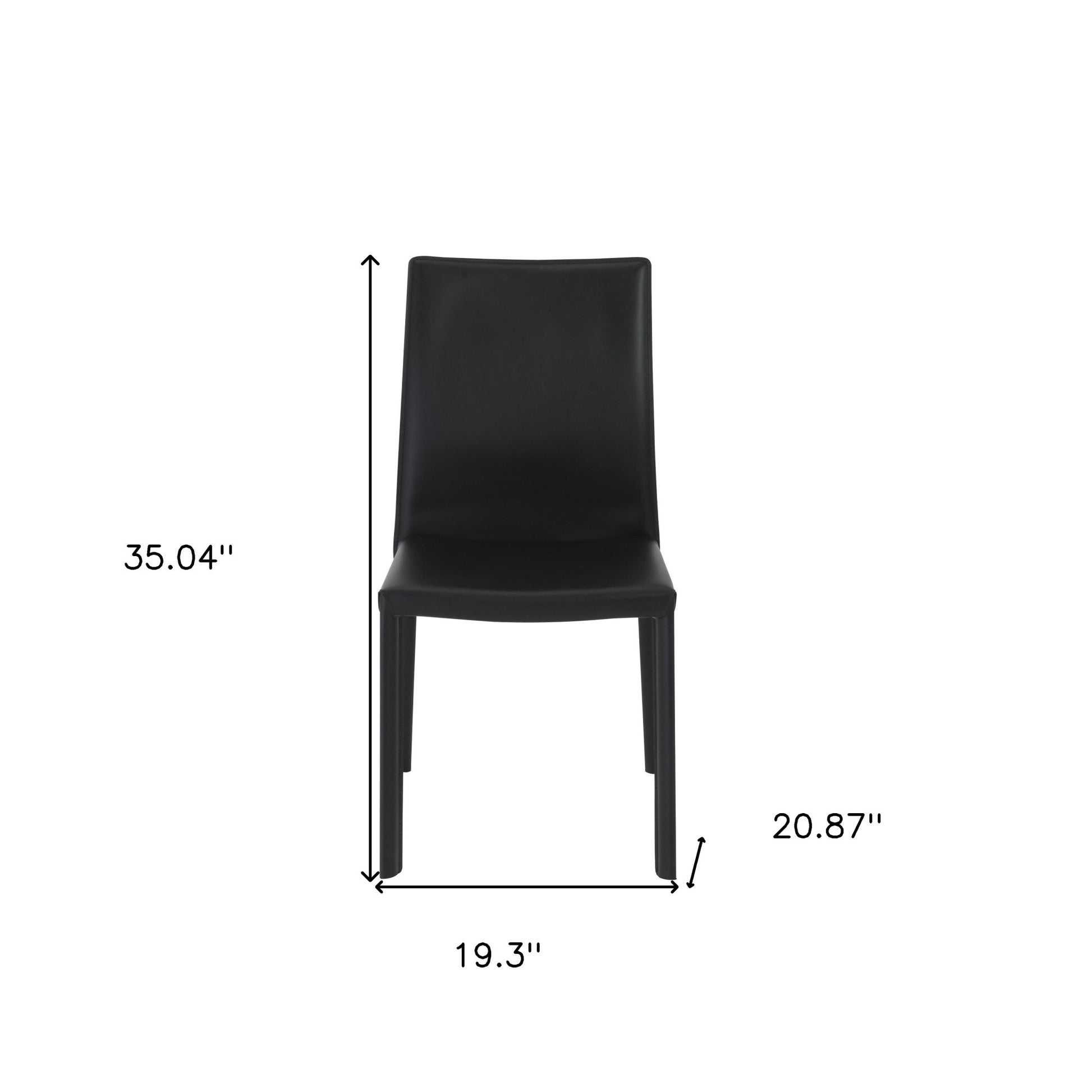 Set of Two Black Upholstered Leather Dining Side Chairs-7