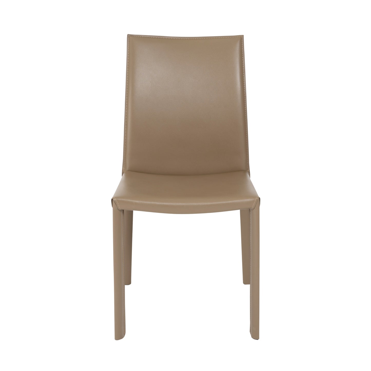 Set of Two Taupe Upholstered Leather Dining Side Chairs-0