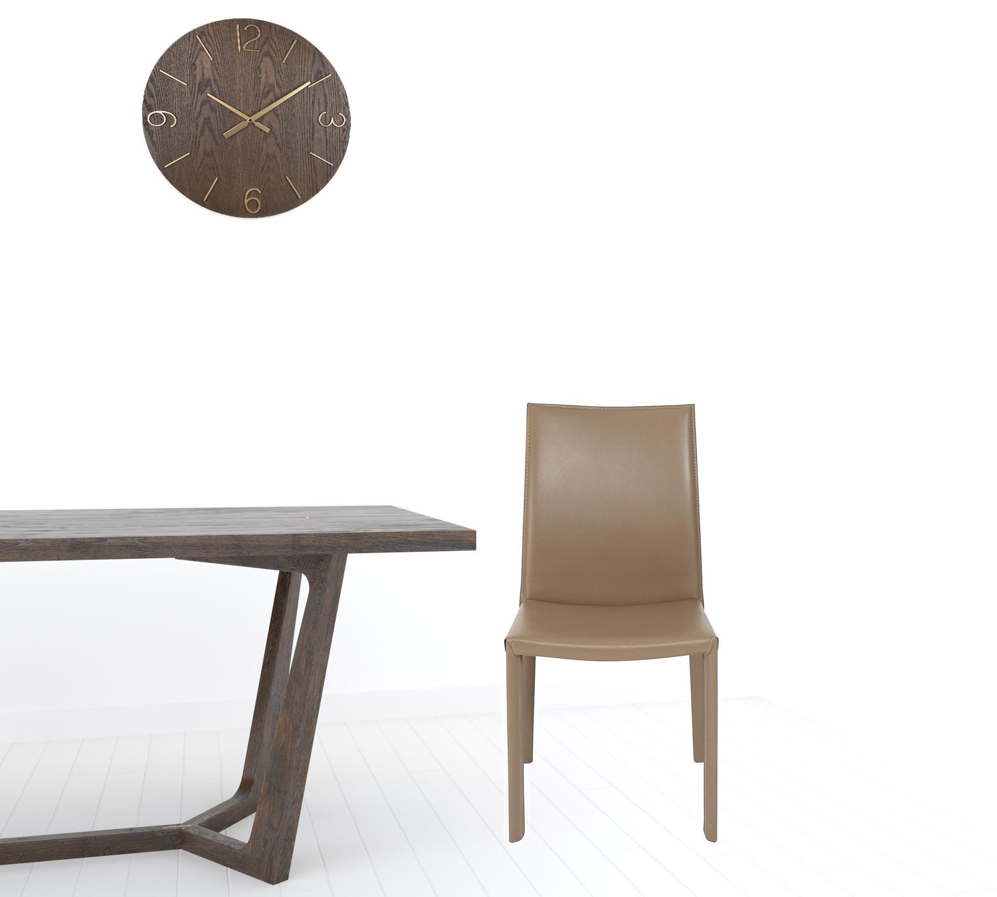 Set of Two Taupe Upholstered Leather Dining Side Chairs-5