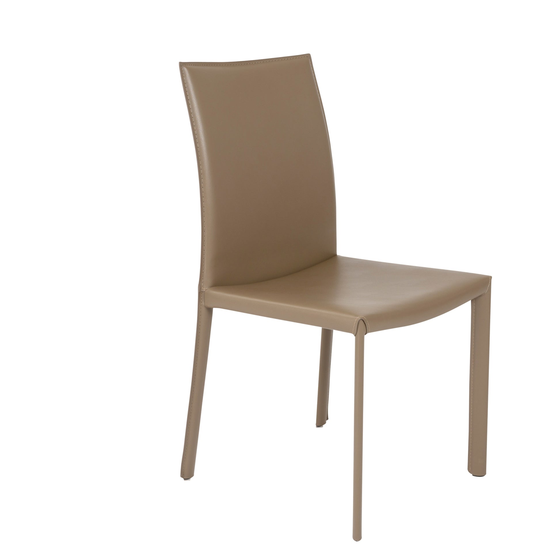 Set of Two Taupe Upholstered Leather Dining Side Chairs-1