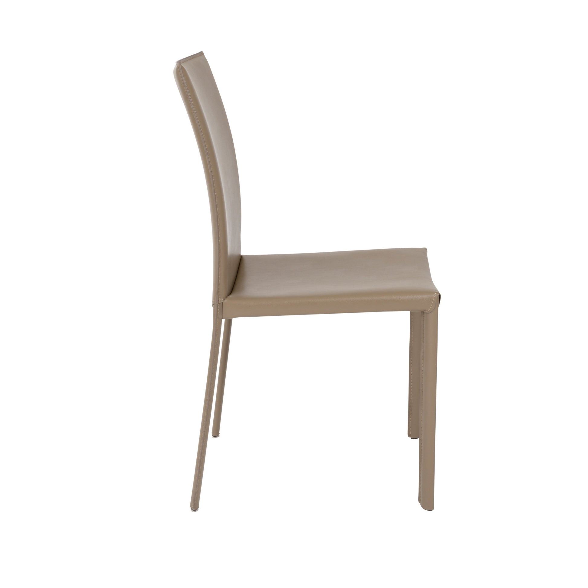 Set of Two Taupe Upholstered Leather Dining Side Chairs-2