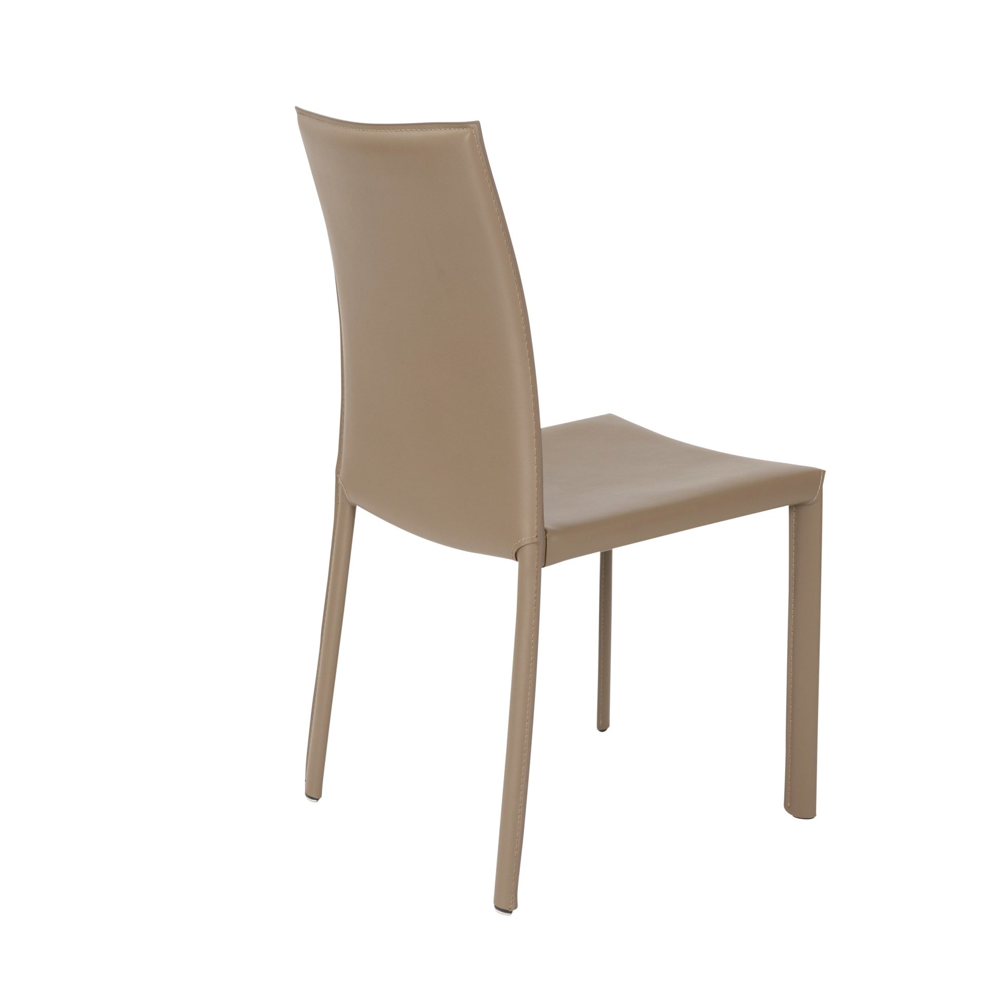 Set of Two Taupe Upholstered Leather Dining Side Chairs-3