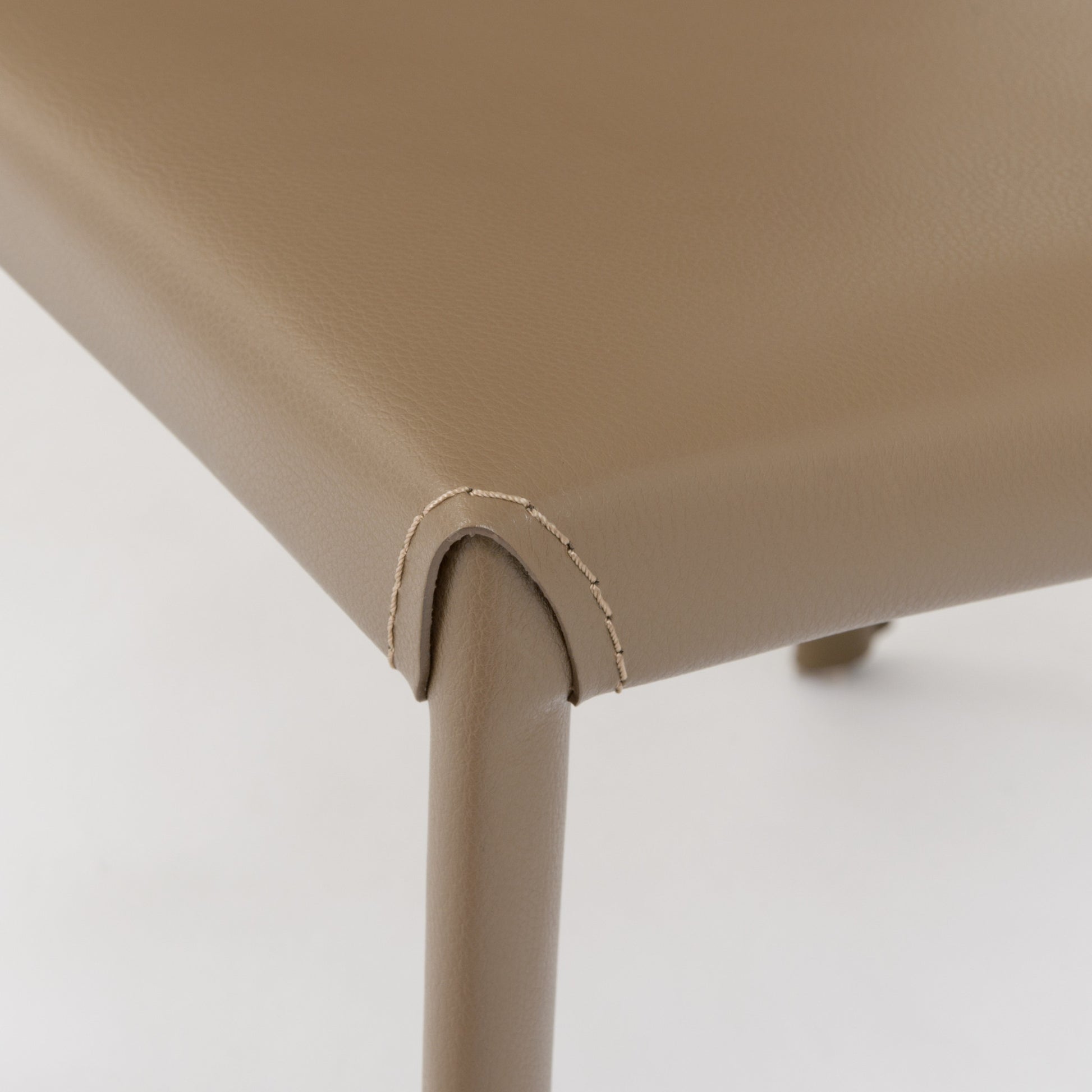 Set of Two Taupe Upholstered Leather Dining Side Chairs-8