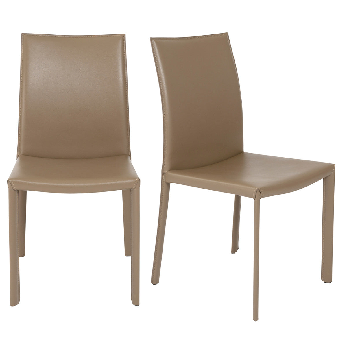 Set of Two Taupe Upholstered Leather Dining Side Chairs-6