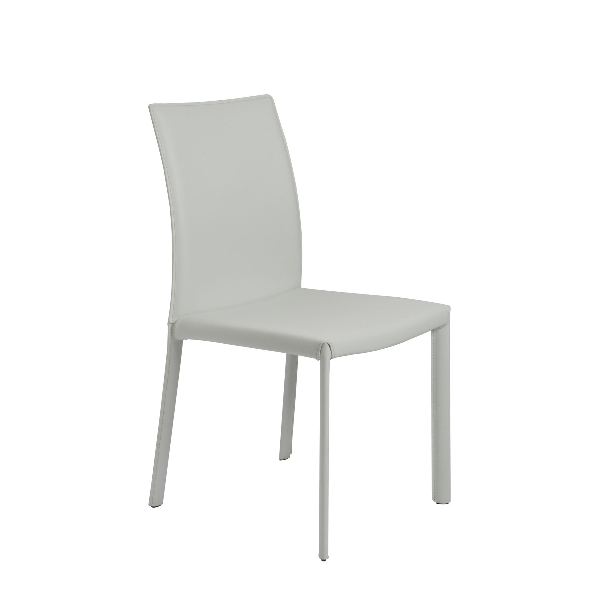 Set of Two White Upholstered Leather Dining Side Chairs-2