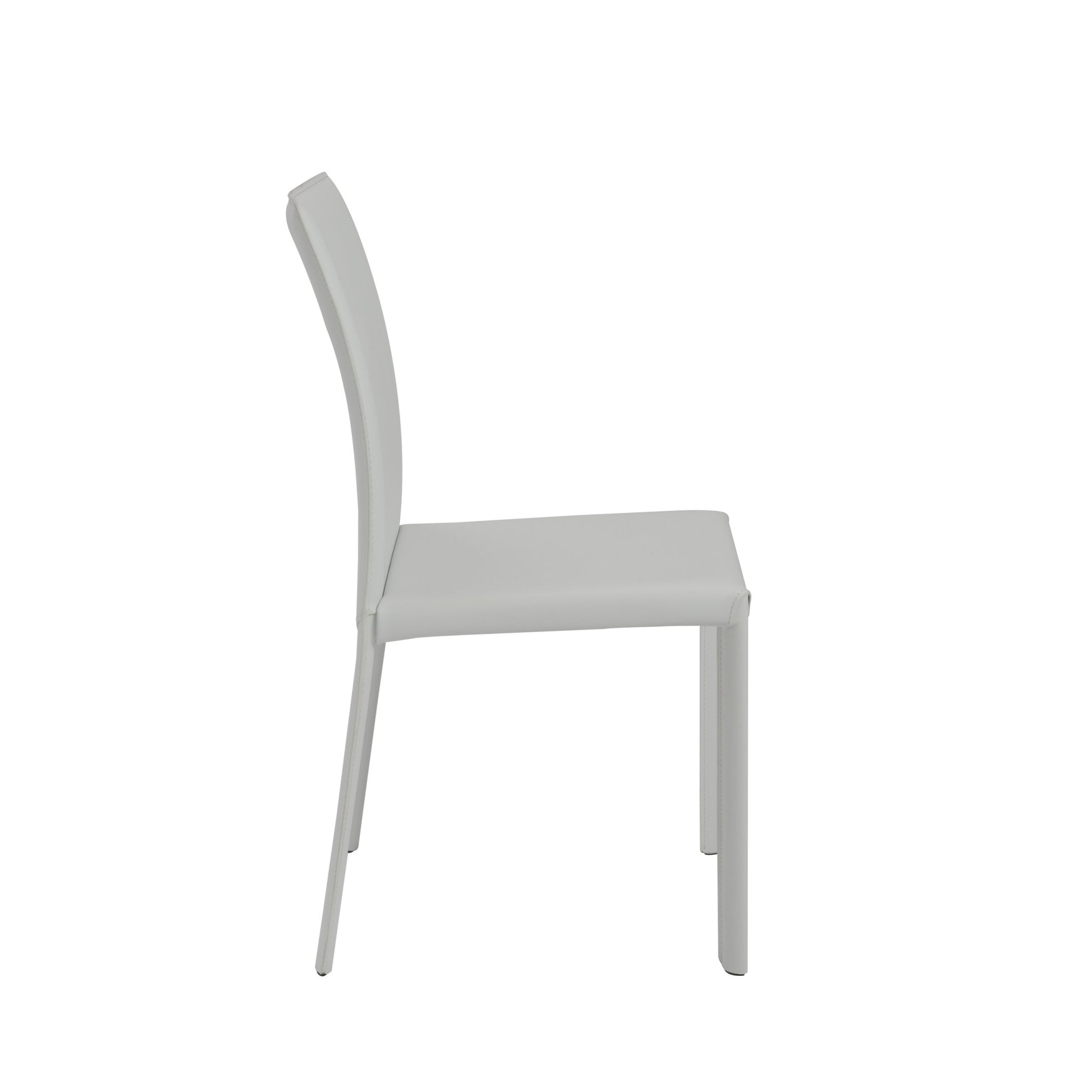 Set of Two White Upholstered Leather Dining Side Chairs-3