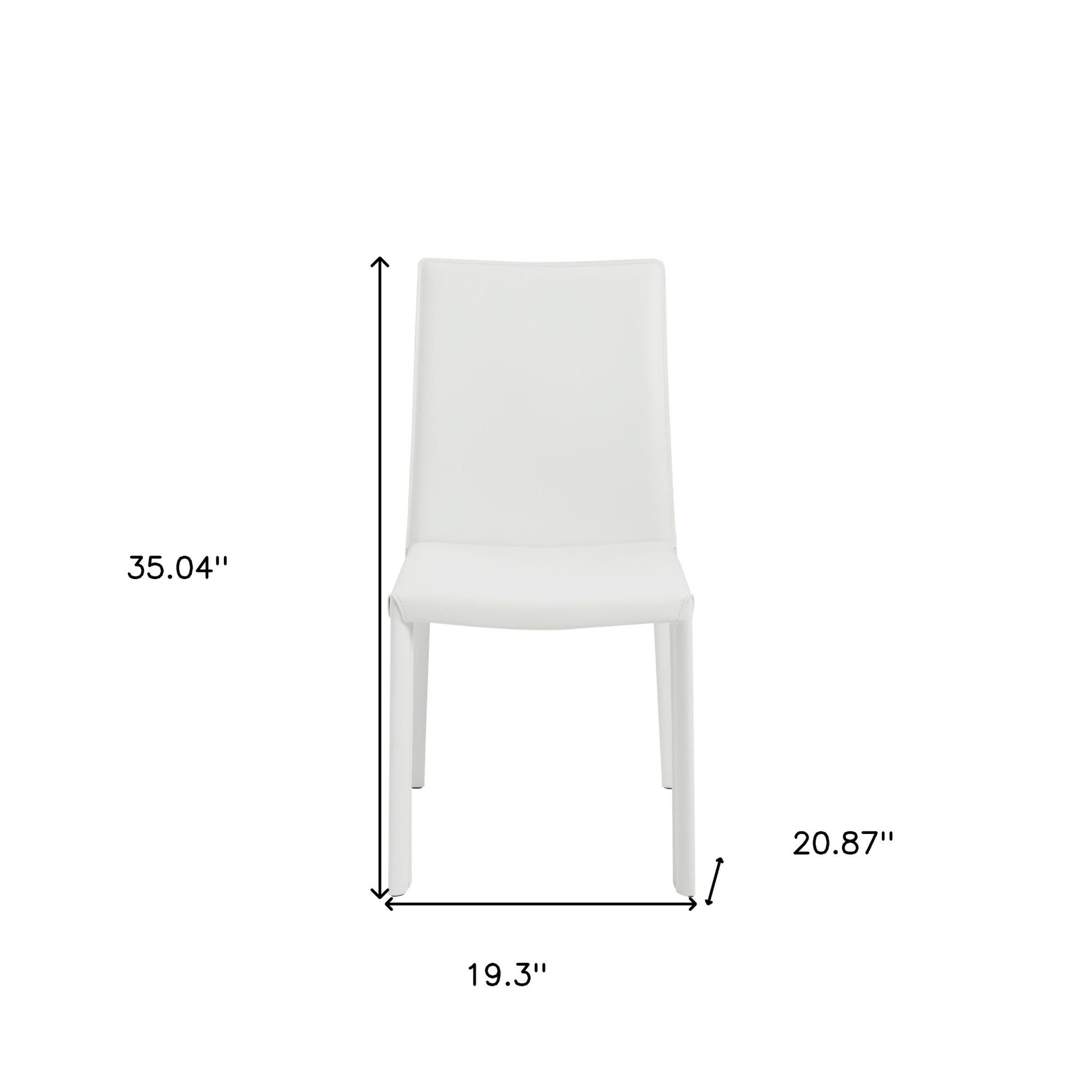 Set of Two White Upholstered Leather Dining Side Chairs-8