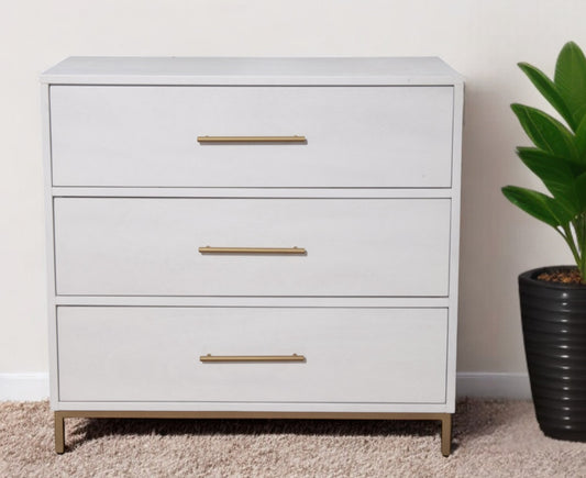 36" White Solid Wood Three Drawer Chest-0