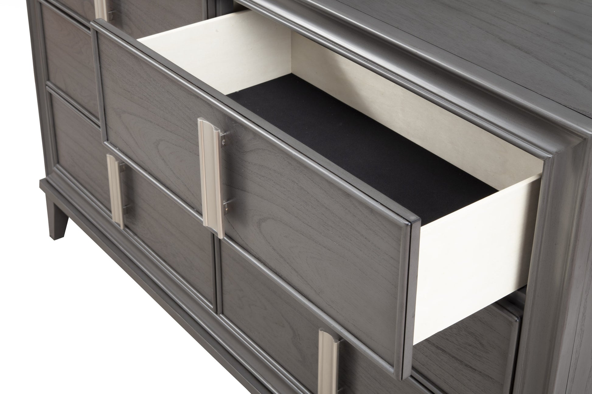 62" Dark Gray Solid Wood Six Drawer Double Dresser-4