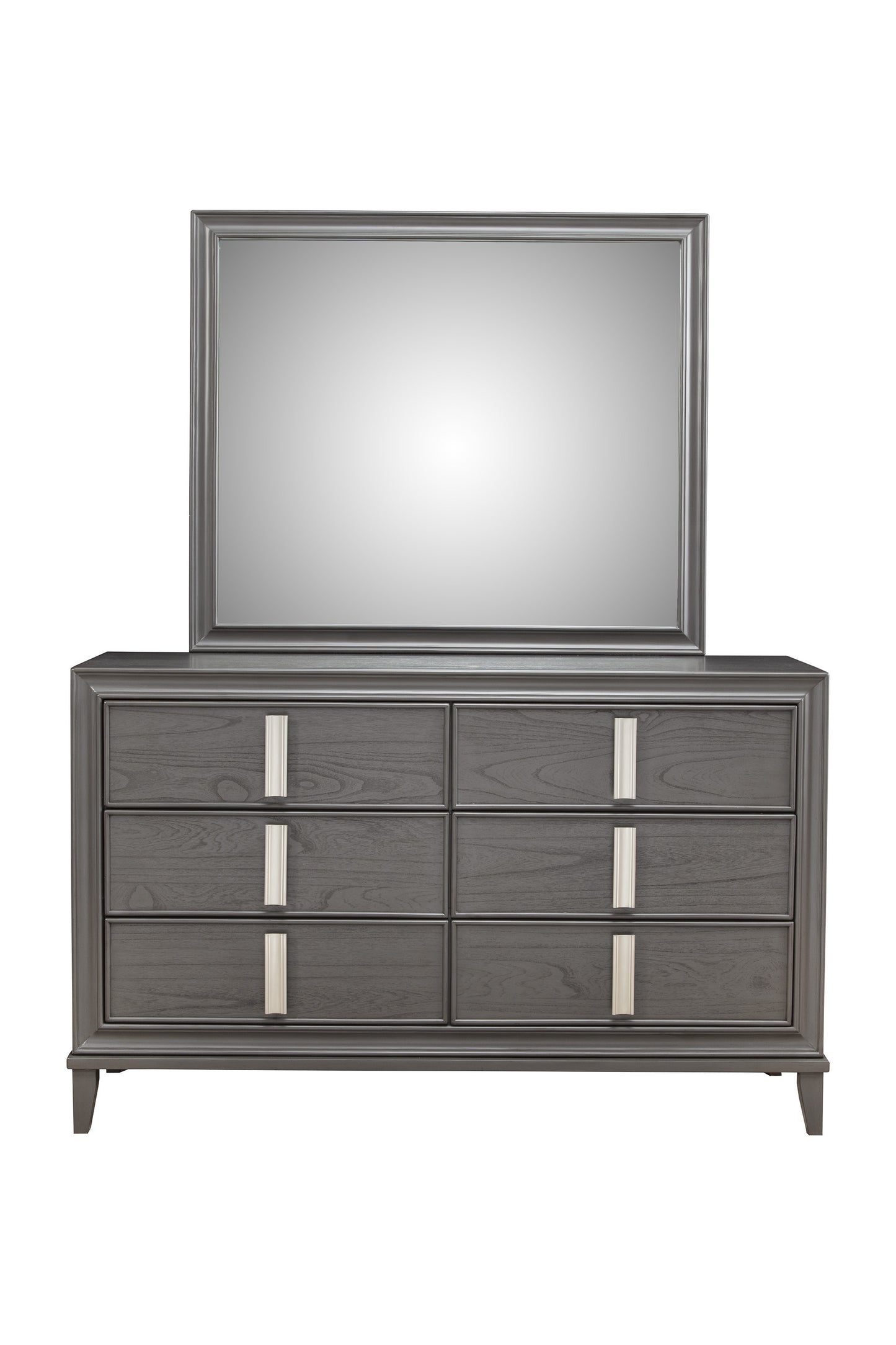 62" Dark Gray Solid Wood Six Drawer Double Dresser-0