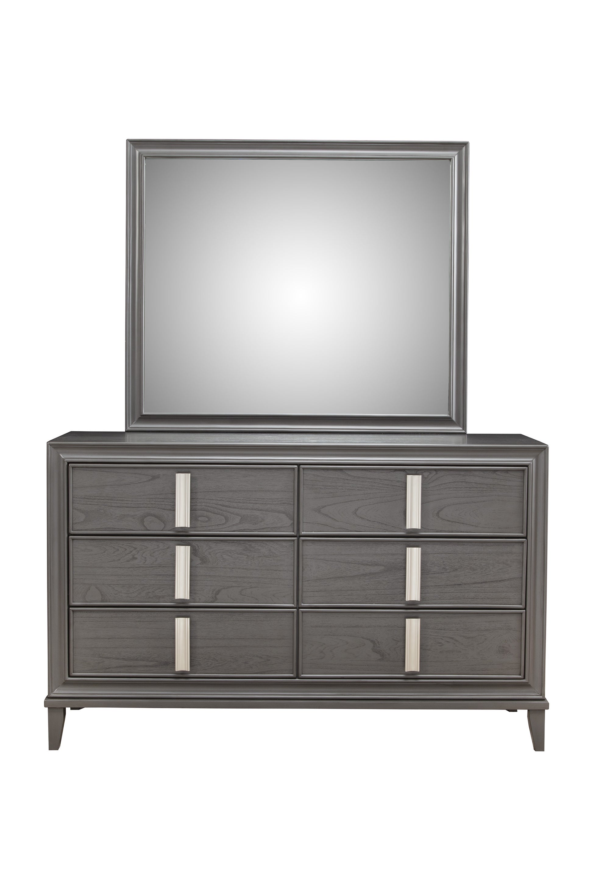 62" Dark Gray Solid Wood Six Drawer Double Dresser-0