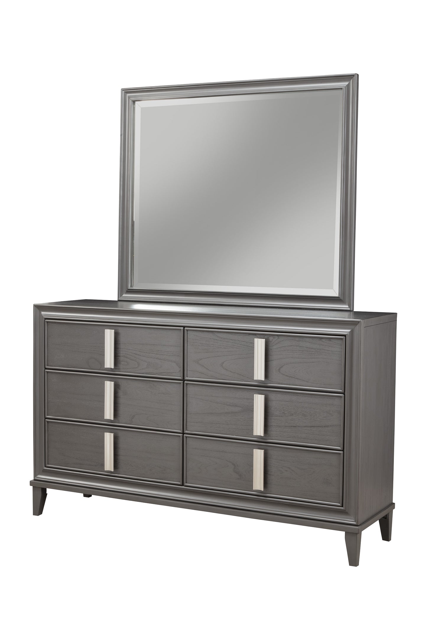 62" Dark Gray Solid Wood Six Drawer Double Dresser-1