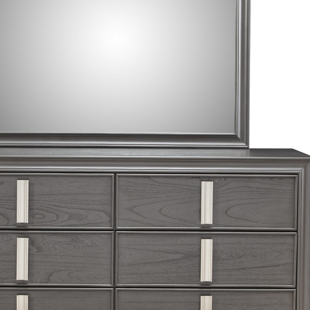 62" Dark Gray Solid Wood Six Drawer Double Dresser-3