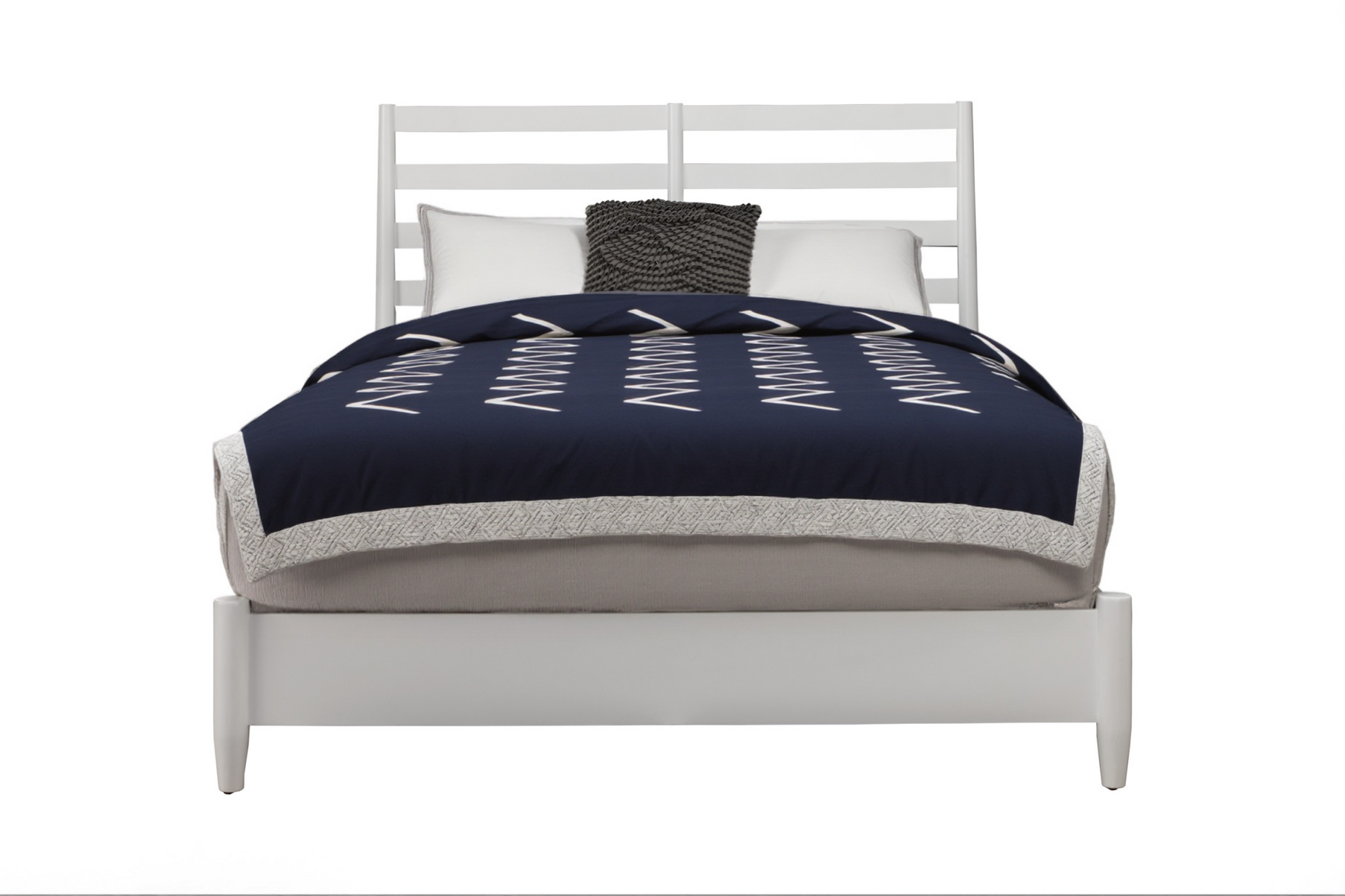 White Slat Back Solid Wood Full Bed Frame-2
