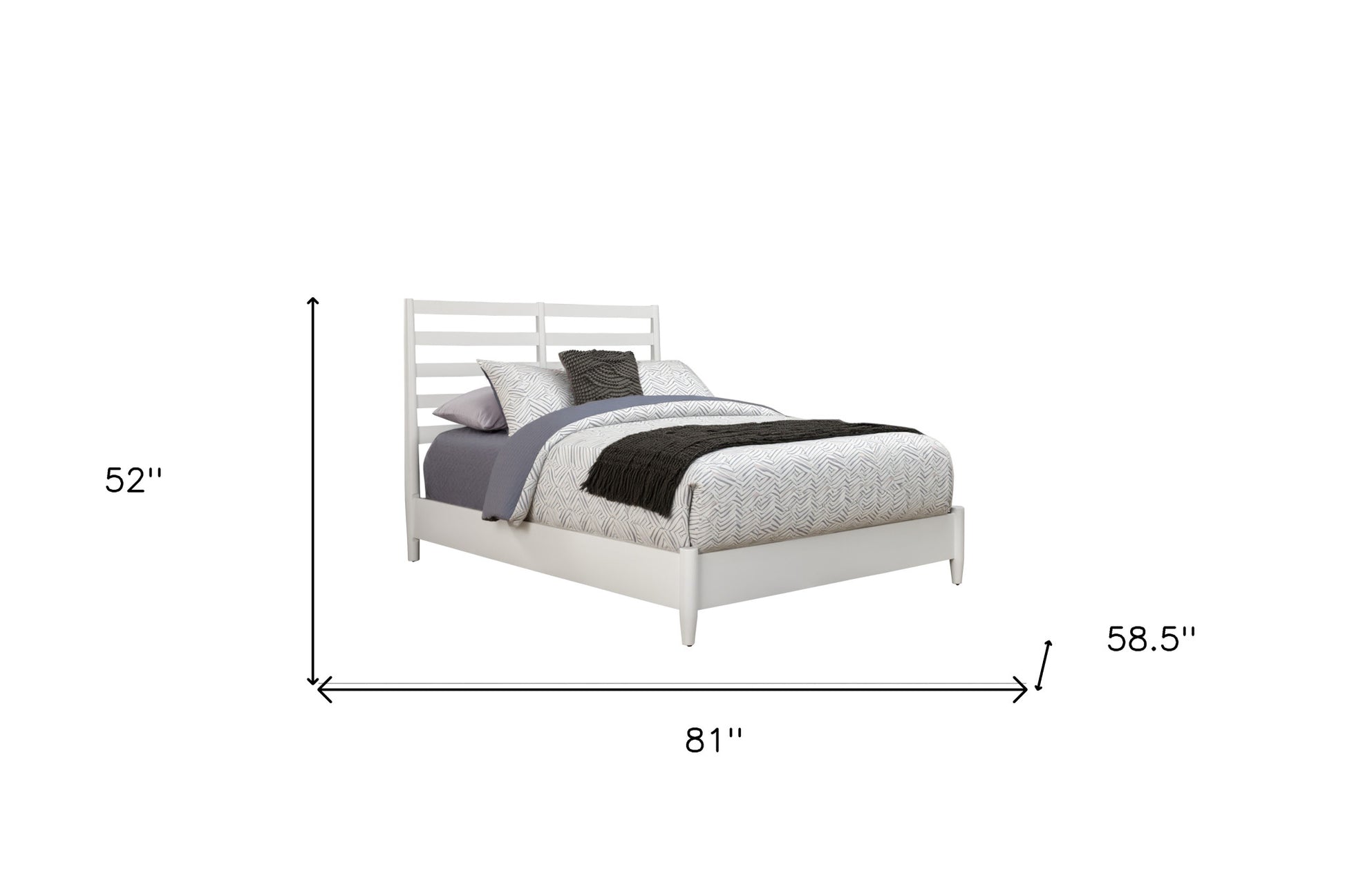 White Slat Back Solid Wood Full Bed Frame-5