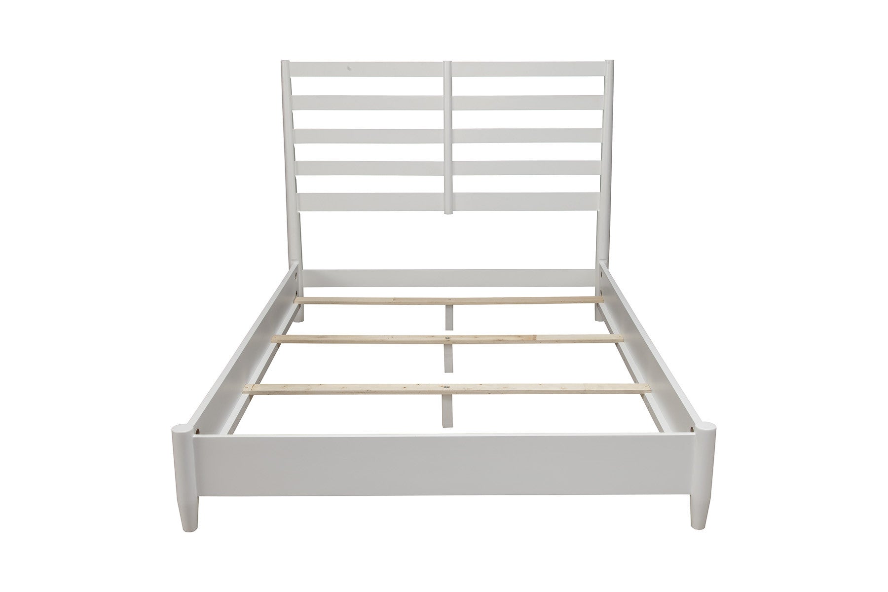 White Slat Back Solid Wood Full Bed Frame-3