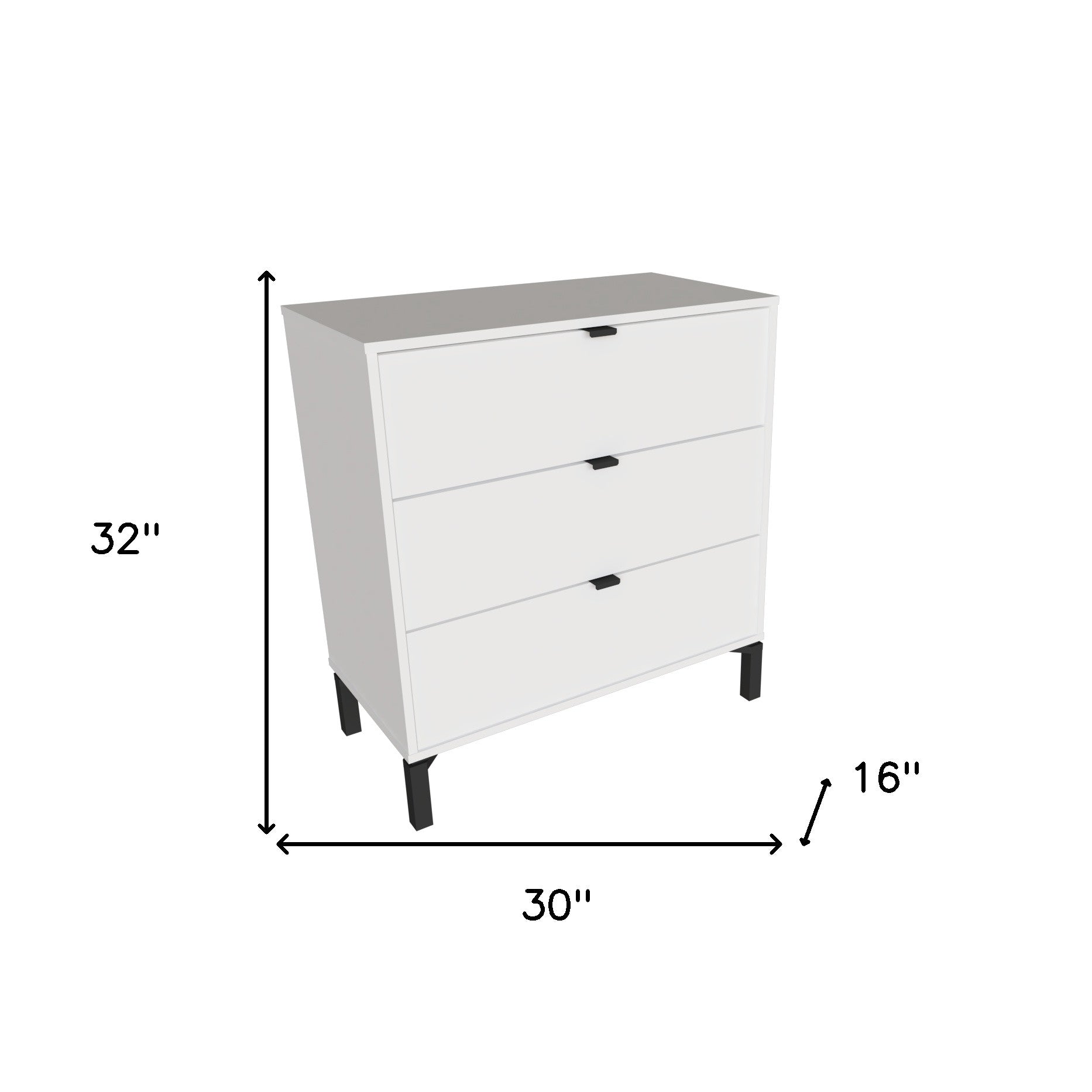 30" White Three Drawer Dresser-6