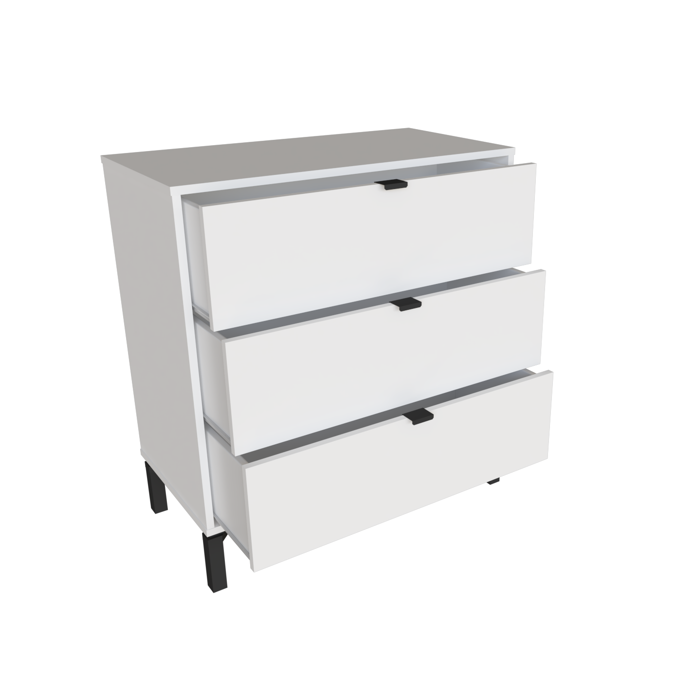 30" White Three Drawer Dresser-2